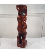 New Zealand Maori Hand Carved Kauri Wood Teko Teko Tiki Totem Statue MOP... - $75.00