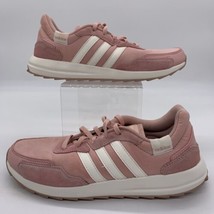 Adidas RetroRun Women&#39;s Running Sneakers Pink White Leather Accent Size 8  - £21.25 GBP