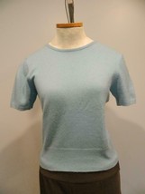 Three Dots Cashmere Sweater Short Sleeve Crew Light Blue Medium M Top - $17.96