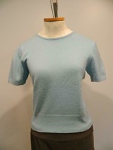 Three Dots Cashmere Sweater Short Sleeve Crew Light Blue Medium M Top - £14.23 GBP