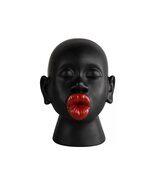 interoknack Black Portrait Bust Sculpture with Red Lips  Modern African... - $179.00
