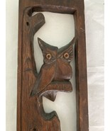 Vintage MCM  Wood Wall Hanging  Owl in a Tree Mid Century Modern signed - $23.76