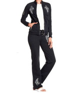 Vertigo Ruched Sweater + Pant Set Small 2 4 Black 2 Pcs $320 Metallic Em... - £55.62 GBP