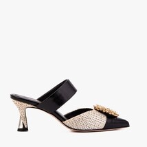 The Valencia Black & Cream Jewel Heel Women's Mule Sandal image 3