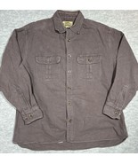 Cabelas Mens Shirt Brown Deerskin Soft Chamois Long Sleeve Heavy Weight - $15.72