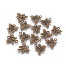 10 Butterfly Charms Links Antiqued Bronze Spring Jewelry Making Supplies 14mm - £3.12 GBP