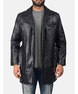 Winter Casual Formal Genuine Lambskin Leather Black stylish Men Trench Coat - $199.05 - $210.00