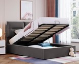 Merax Full Upholstered Platform Bed with a Hydraulic Storage System, Gray - £321.78 GBP