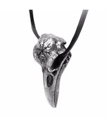 Alchemy Gothic Helm of Awe Ravenskull Odin Pendant Leather Raven Skull P... - £30.32 GBP