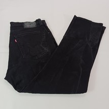 Levi's 505 Straight Regular Fit Men's Black Cotton Blend Jeans Size 36×30 image 2