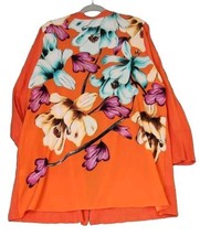 Chicos Cardigan Sweater XL 3 Orange Floral Back Mixed Media Open Front L... - £17.54 GBP