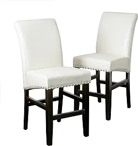 Christopher Knight Home Lisette Leather Counter Stools, 2-Pcs Set, Ivory - $560.99
