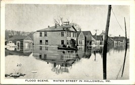 Cartolina D&#39;Epoca - Flood Scene - Acqua Street IN Hallowell Maine 1930s Tichnor - £3.78 GBP