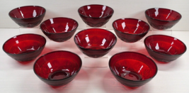 10 Luminarc Antique Ruby Salad Bowls Set Red Serving Cristal D&#39;Arques France Lot - £133.36 GBP