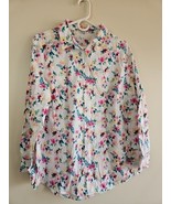 Camicia donna con bottoni davanti, motivo floreale/bianco, 18/20 taglia L - $27.29 CAD