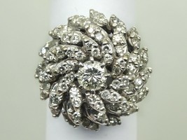 1.58ct tw Earth Mined Diamond Cluster Cocktail Ring 14k White Gold Size 6.75 - £3,038.95 GBP