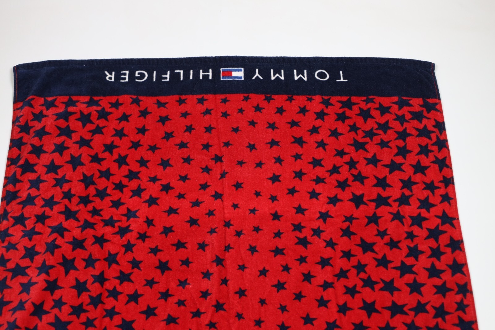 Vtg Y2K Tommy Hilfiger Spell Out Stars All Over Print Beach Bath Towel Cotton Item image 2