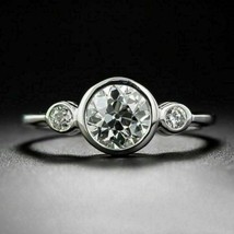 Bezel Set Engagement Ring 2.25Ct Three Simulated Diamond 14K White Gold ... - $246.15