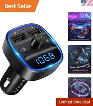 Elegant Bluetooth FM Transmitter &amp; Charger with Dual USB Ports and Blue ... - $31.67
