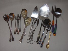 Lot Misc Silverplate Vtg Serving Pcs Salad Fork Spoon Tongs HEILAG OLAV Rogers - £46.79 GBP