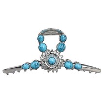 Extra large silver turquoise blue stone sun metal western hair claw clip - £8.37 GBP