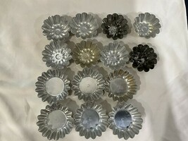 Vintage Lot 14 Assorted Aluminum Or Tin Fluted Mini Pie Tart Cookie Tins... - $22.00
