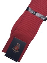 Punto Italian Dress Socks Egyptian Cotton 10-13 Ribbed Solid Red Made in... - $28.30