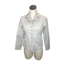 Relativity Womens Jacket Small Petite White Denim Button Up Pockets - $25.00