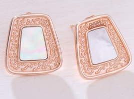 925 Sterling Silver 14k Rose Gold Plated MOP Studs Earrings for Women&#39;s - $1,233.55 MXN