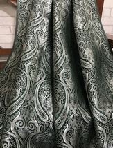 Green &amp; Silver Indian Brocade fabric, Bridal Fabric, Abaya, Fabric, NF132 - £5.98 GBP+