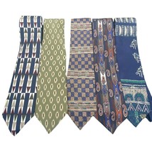 LOT Vintage Structure Le Collezioni Blue Prints USA Silk Tie 90&#39;s geometric work - $18.32