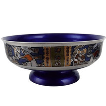 Miguel Pineda Mexican Champleve Enamel Aztec Decorated Centerpiece bowl - $761.81