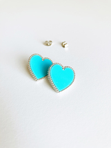 Turquoise Heart Earrings in Silver - $45.00