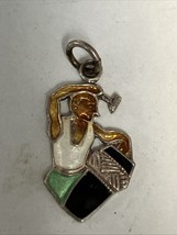 Vtg Thomas L Mott Sterling Silver Caribbean Enamel Man Drums Charm .75” ... - $37.57