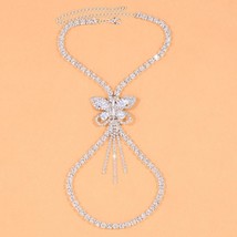 Fashion Zircon Butterfly Anklet For Women Jewelry Bracelet Beach Summer Tassel A - £12.59 GBP