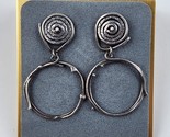 Sherry Tinsman Sterling Silver Vine Hoop Earrings Drop Floral spiral design - $69.29