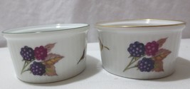 2 Royal Worcester Evesham Gold &amp; Vale Ramekins Berries &amp; Leaves - £9.39 GBP