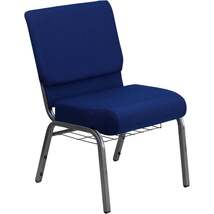Navy Blue Church Chair With Cup Book Rack Premium Padded Comfort For - $149.99