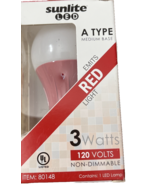 LED A Type Color Red 3W Light Bulb Medium E26 Base Sunlite 80148-SU-NEW-... - $451.81 MXN