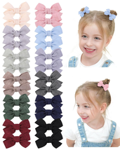 24PCS 2&#39;&#39; Baby Hair Bows Clips Fully Lined Solid Ribbon Mini Clip Bows f... - $10.67