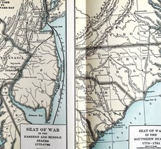 Map 1930 Seat Of Revolutionary War c1775-1780 10.5 x 9&quot; Offset Lithograph DWEE2 - $29.99