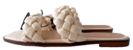 Memory Foam Slide Sandals Two Band Braided Bone Color Sz 6 - £4.72 GBP