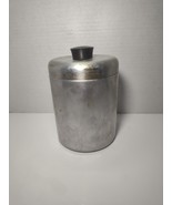 50&#39;s HAWTHORN  BRUSHED ALUMINUM CANISTER  WITH LID 6.5&quot; X 5&quot;D VERY CLEAN - €10,12 EUR
