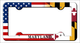 Maryland|American Flag Novelty Metal License Plate Frame LPF-459 - £14.90 GBP