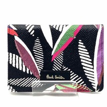 Paul Smith Leaf Pattern Leather Card Case Men Black One Size - £259.47 GBP