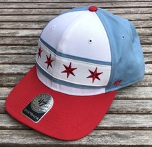Chicago City Flag Hat &#39;47 Brand SnapBack Cap Blue White Red New - £27.24 GBP