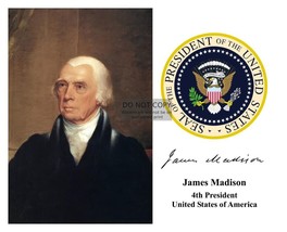 President James Madison Oil Painting Portrait Presidential Seal 8X10 Photo - £6.69 GBP