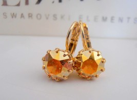 Crystal Metallic Sunshine Swarovski Crown Drop Earrings / Bridal 14K Gold Victor - £26.73 GBP