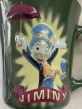 Jiminy Cricket Disney Store Green Raised Relief 3D Coffee Tea Mug Cup - £15.95 GBP