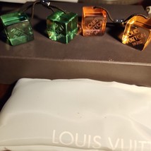 Auth Louis Vuitton Hair Cube Hair Tie Neon Green &amp; Neon Orange Hair Tie with Bag - £233.54 GBP